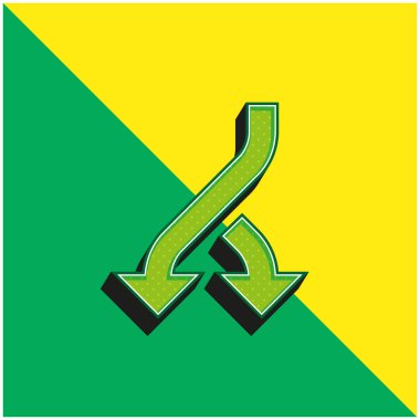 Çatallanma Arrow Green ve sarı 3D vektör simgesi logosu