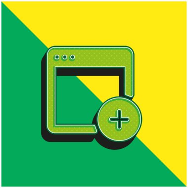 Yeşil ve sarı modern 3d vektör simgesi ekle