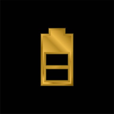 Yarım şarjlı altın kaplama metalik simge veya logo vektörlü pil
