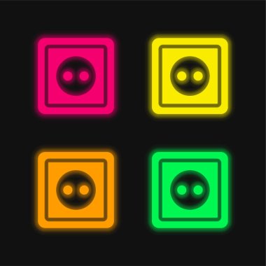 Büyük Soket dört renk parlayan neon vektör simgesi