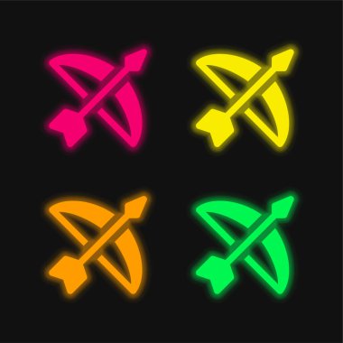 Dört renk parlayan neon vektör simgesi