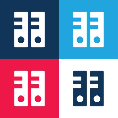 Arşivler mavi ve kırmızı dört renk minimal simge kümesi