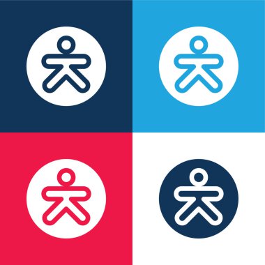 Erişilebilirlik mavisi ve kırmızı dört renk minimal simgesi seti