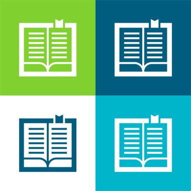 Kitap Düz 4 renk minimal simgesi seti