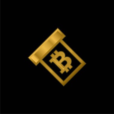 Bitcoin Simge altın kaplama metalik simge veya logo vektörünü geri çek