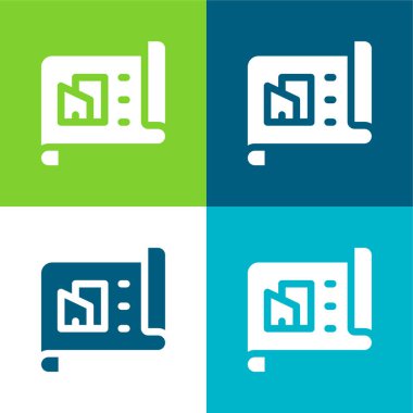 Mimari Düz Düz 4 renk en küçük simge kümesi