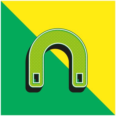 Büyük Mıknatıs Yeşil ve Sarı 3D vektör simgesi logosu