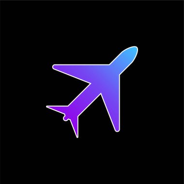 Airplane blue gradient vector icon clipart