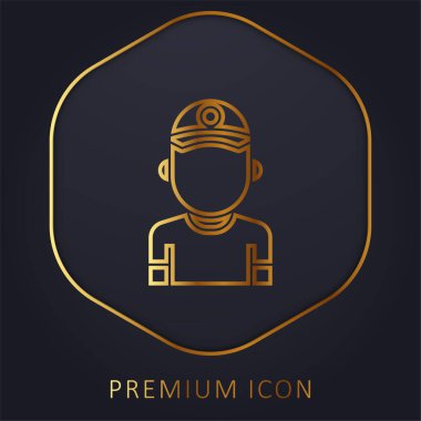 Beyzbol oyuncusu altın çizgi prim logosu veya simgesi