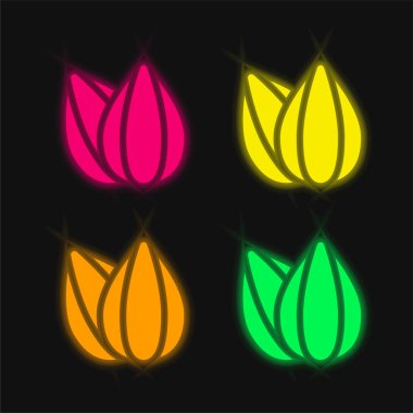 Badem dört renkli parlayan neon vektör simgesi