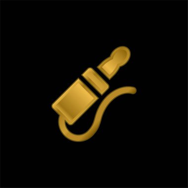 Ses Jack altın kaplama metalik simge veya logo vektörü