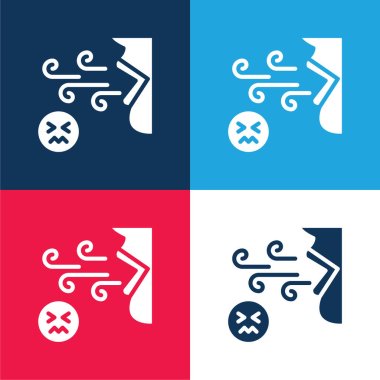 Bad Breath blue and red four color minimal icon set clipart