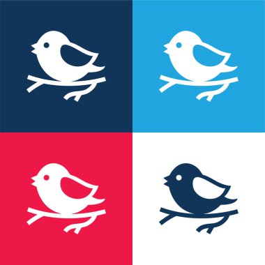 Daldaki Kuş mavi ve kırmızı dört renk en az simge kümesi