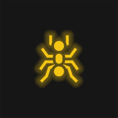Ant yellow glowing neon icon clipart