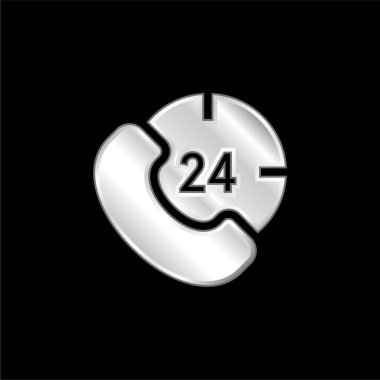 24 Saat Gümüş Kaplama Metalik Simge