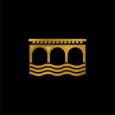 Köprü altın kaplama metalik simge veya logo vektörü