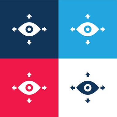 360 View blue and red four color minimal icon set clipart