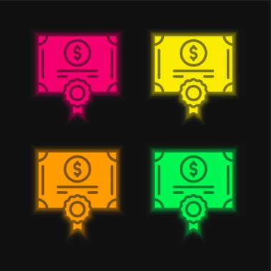Dört renkli parlak neon vektör simgesi