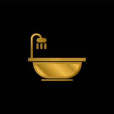 Küvet altın kaplama metalik simge veya logo vektörü