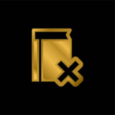 Çapraz Sil Simgesi Altın Kaplama Metal Simge veya Logo Vektörü ile Kitap