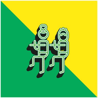 Çatışma Yeşil ve Sarı Modern 3D vektör simgesi logosu