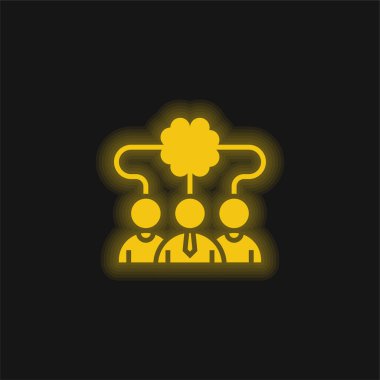 Beyin fırtınası yapan sarı parlak neon simgesi