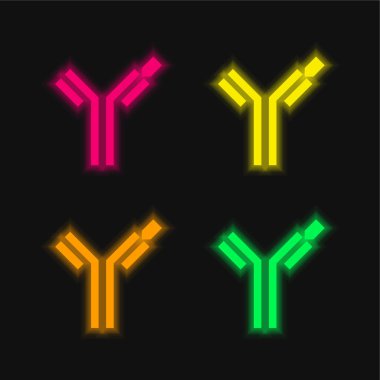 Antikor dört renk parlayan neon vektör simgesi
