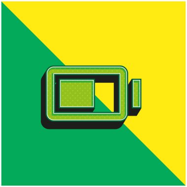 Pil Yeşil ve Sarı modern 3D vektör simgesi logosu