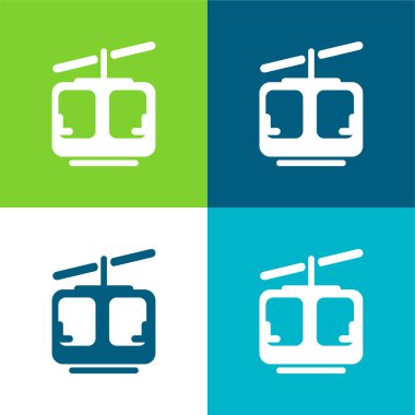 Aerial Lift Flat four color minimal icon set clipart