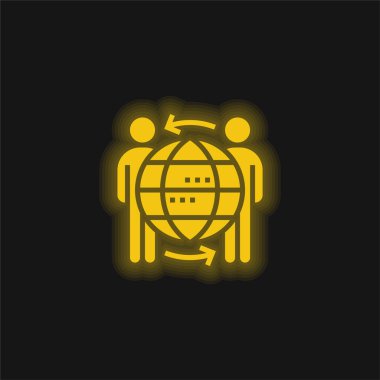 B2b sarı parlak neon simgesi