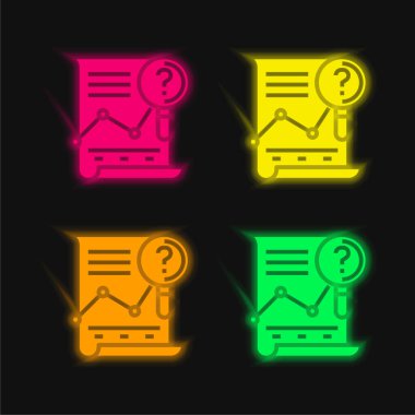 Parlayan dört renk neon vektör simgesini analiz et