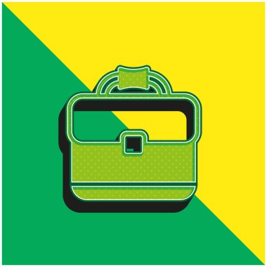 Evrak çantası Yeşil ve sarı modern 3d vektör simgesi logosu