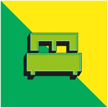 Yatak Yeşil ve Sarı Modern 3D vektör simgesi logosu