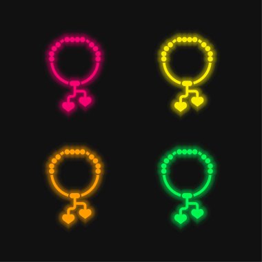 Bileklik dört renk parlayan neon vektör simgesi