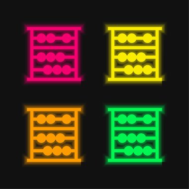 Abaküs dört renk parlayan neon vektör simgesi