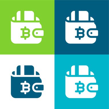 Bitcoin Düz 4 renk minimal simge kümesi