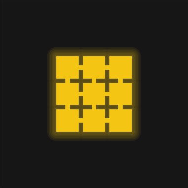 Blok zinciri sarı parlak neon simgesi