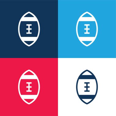 Amerikan Futbolu mavi ve kırmızı dört renk minimal simgesi