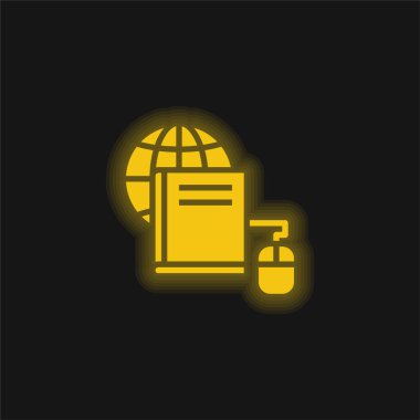 Kitap sarı parlak neon simgesi