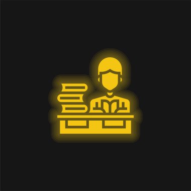 Kitaplar sarı parlak neon simgesi