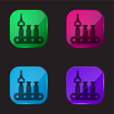 Assembly Line four color glass button icon clipart