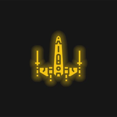 Battleship yellow glowing neon icon clipart