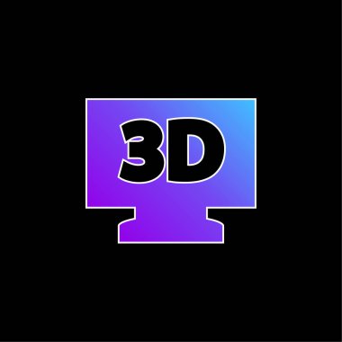 3D Televizyon mavi eğimli vektör simgesi
