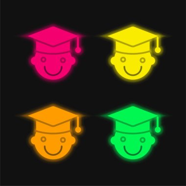 Baby four color glowing neon vector icon clipart