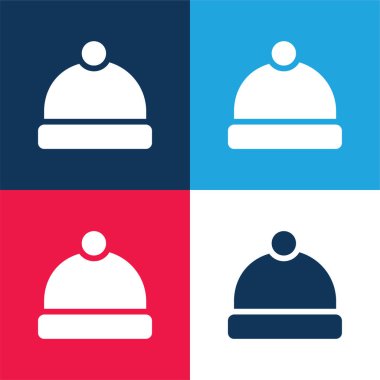 Fasulye mavisi ve kırmızı dört renk minimal simge kümesi