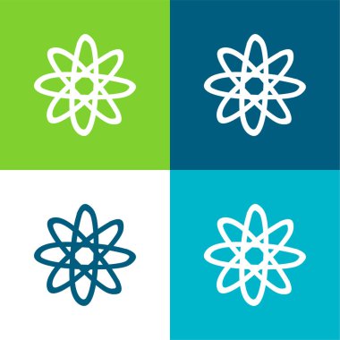 Atom Hand Drawn Symbol Flat four color minimal icon set clipart