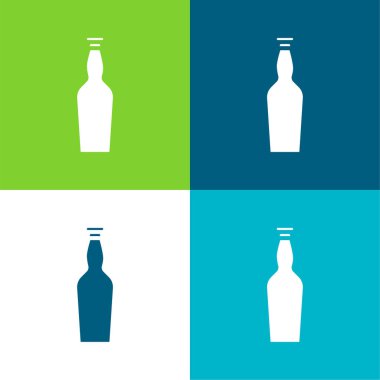 Bira Şişesi Düz 4 renk minimal simge kümesi