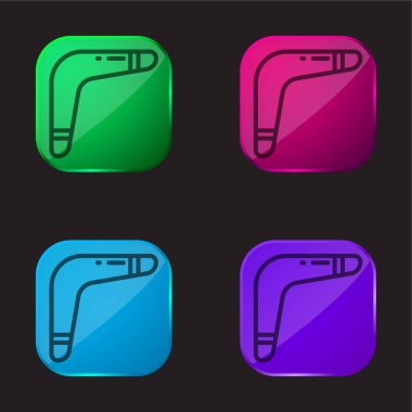 Boomerang four color glass button icon clipart