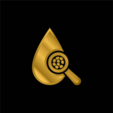 Kan testi altın kaplama metalik simge veya logo vektörü