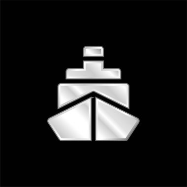 Boat silver plated metallic icon clipart
